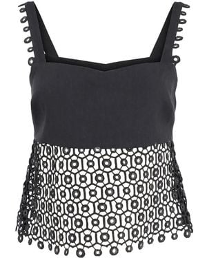 Jonathan Simkhai Dorian Eyelet-Embellished Sleeveless Top - Black