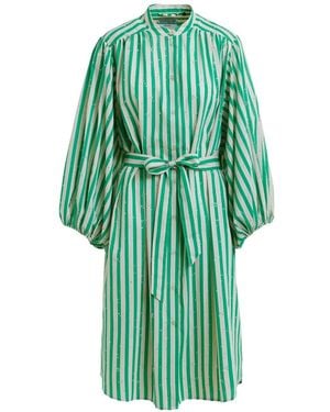 Essentiel Antwerp Striped Rhinestone Midi Dress - Green