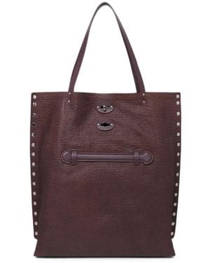 Zanellato Leather Tote Bag - Purple
