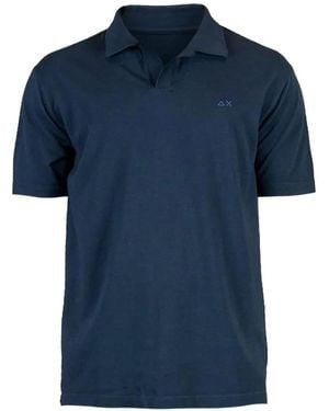 Sun 68 Logo-Embroidered Polo Shirt - Blue
