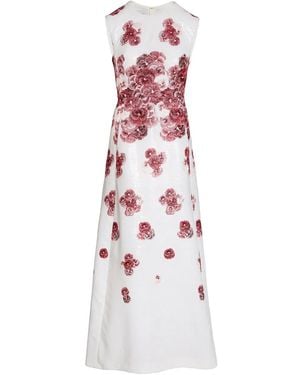 Giambattista Valli Midikleid Mit Floralen Pailletten - Weiß