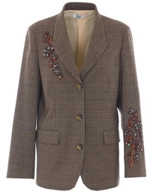 Liu Jo Blazer Prince Of Wales Check With Rhinestones Tartan - Brown