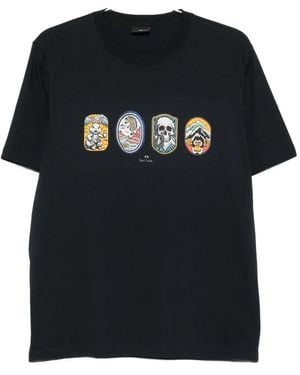 Paul Smith Four-Graphic Organic-Cotton T-Shirt - Black