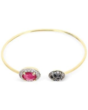 Nanis Diamond Ruby Bangle Bracelet - White