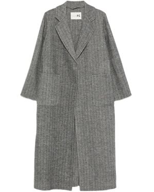 Manzoni 24 Herringbone-Pattern Notch-Lapels Coat - Grey