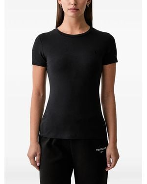 Trussardi Logo-Embroidered T-Shirt - Black
