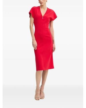 Patrizia Pepe V-Neck Midi Dress - Red