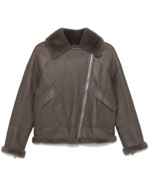 Yves Salomon Leather Jacket - Grey