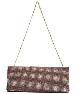 Lola Cruz Écla Rhinestone Chain-Strap Clutch Bag - Grey