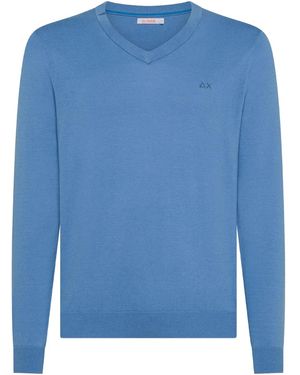 Sun 68 V-Neck Jumper - Blue