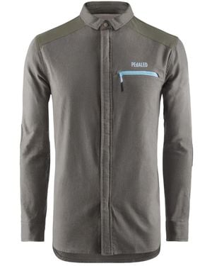 Pedaled Panelled Long-Sleeve Shirt - Grey
