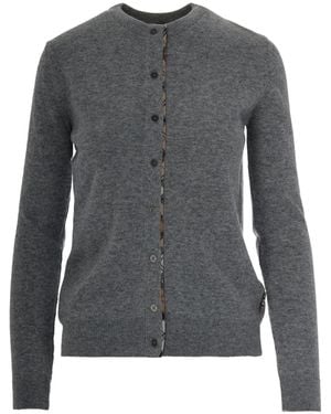 Barbour Elbow-Patch Buttoned Cardigan - Grey