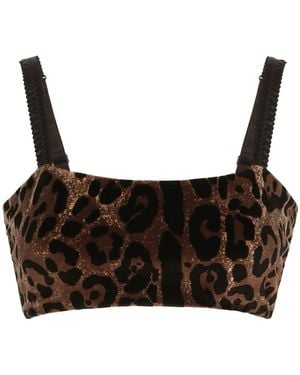 Dolce & Gabbana Leopard-Print Sleeveless Crop Top - Brown