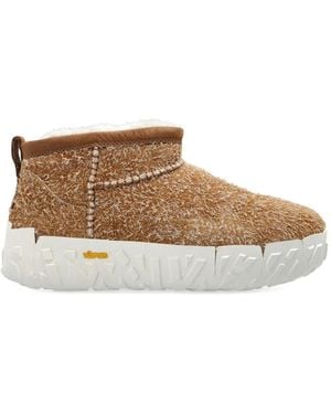 UGG Classic Ultra Mini Suede Textured Boots - Brown