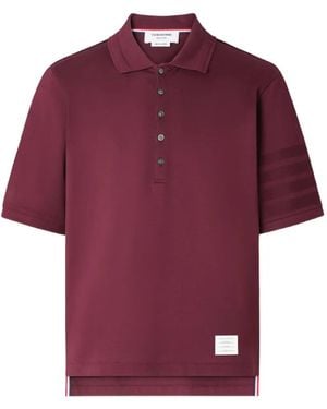Thom Browne Polo Con Motivo 4-Bar - Rojo