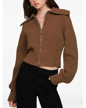 AMUR Emery Cable-Knit Sweater - Brown