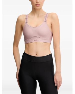 Under Armour Logo-Strap Mesh-Panel Sports Bra - Black