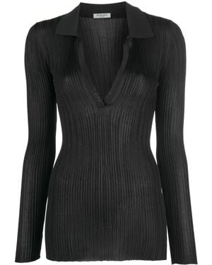 DURAZZI MILANO V-Neck Long-Sleeve Knitted Top - Black