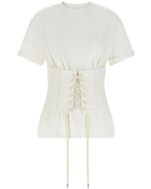 McQueen Lace-Up Corset T-Shirt - White