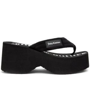Juicy Couture Platform Wedge Flip-Flops - Black