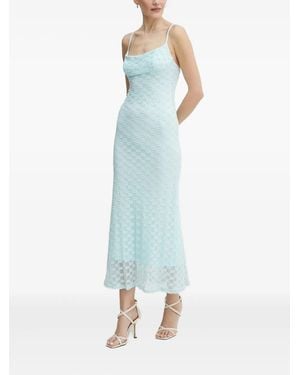Bardot Floral-Lace Midi Dress - Blue