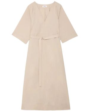 Ottod'Ame Belted V-Neck Dress - Natural