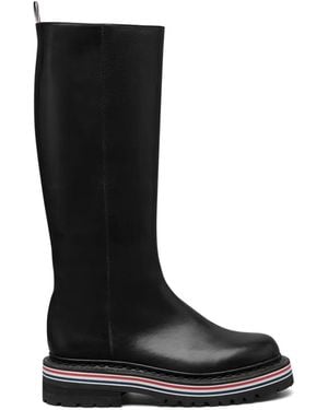 Thom Browne Bottines À Bande Tricolore - Black