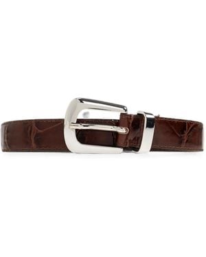 Gestuz Gzsuva Croc-Effect Leather Belt - White