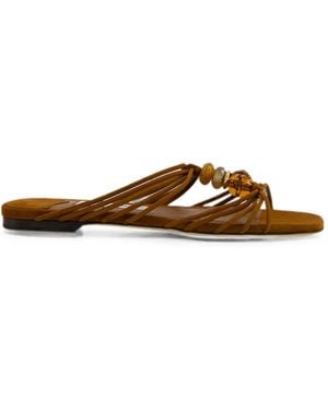Jimmy Choo Lova Bead-Embellished Suede Sandals - Brown