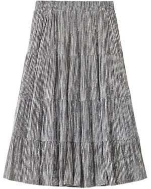 B+ AB Pleated Tiered Midi Skirt - Grey