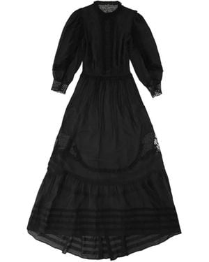 Fortela Astrid Lace-Trim Muslin Maxi Dress - Black