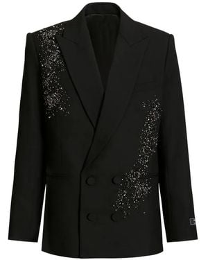 Balmain Double-Breasted Long-Sleeve Blazer - Black