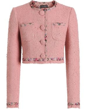 Dolce & Gabbana Floral-Trim Jacket - Pink