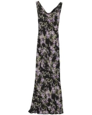 Norma Kamali Floral-Print Cowl-Neck Dress - White