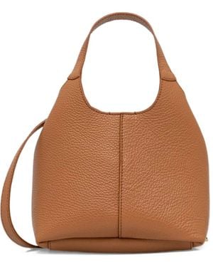 Coccinelle Small C-Easy Grained Leather Tote Bag - Brown