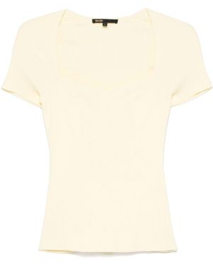 Maje Fine-ribbed Top - Natural