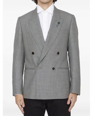 Lardini Double-Breasted Wool Jacket - Grey