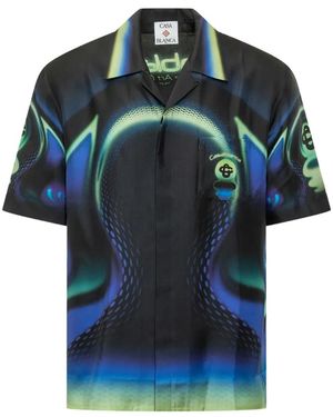 CASABLANCA Cuban-Collar Shirt - Blue