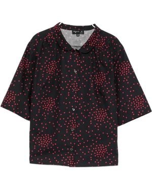 agnès b. Heart-Print Stand-Collar Shirt - Blue