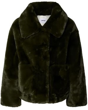 Jakke Mantel Aus Faux Fur Mit Aufgesetzten Taschen - Schwarz