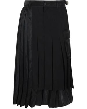 Sacai Pleated Layered Midi Skirt - Black