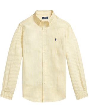 Polo Ralph Lauren Gestreiftes Hemd Aus Leinen - Weiß