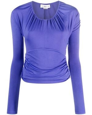 Victoria Beckham Gathered Stretch-Jersey Top - Blue