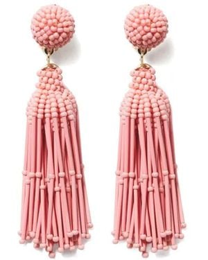 Carolina Herrera Beaded Tassel Earrings - Red