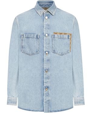Gucci Dãlavã Denim Shirt With Gg Insert - Blue