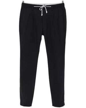 Eleventy Drawstring-Waist Pleated Pants - Black