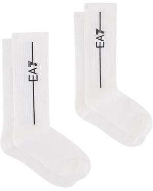 EA7 Logo-Jacquard Socks - White