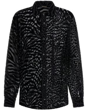 Roberto Cavalli デヴォレ シャツ - ブラック