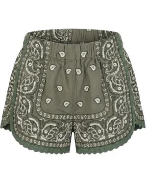 ORSINA Bandana-Print Embroidered Shorts - Green
