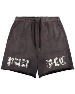 Purple Brand Worn Gothic Track Shorts - Grey